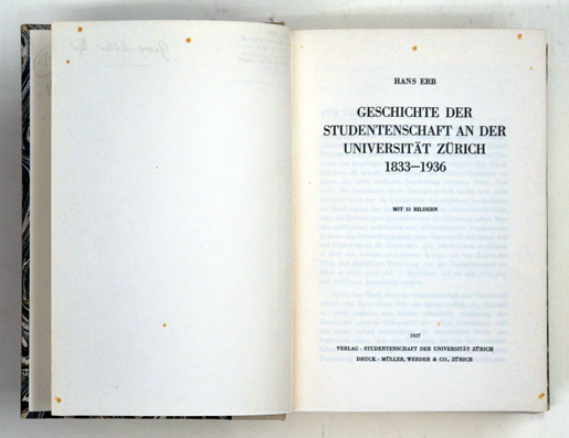 Geschichte der Studentenschaft an der Universität Zürich 1833 - 1936