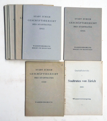 Stadt Zürich. Geschäftsbericht des Stadtrates: 1929, 30, 32, 35-41, 43, 1944 ( 12 Hefte)