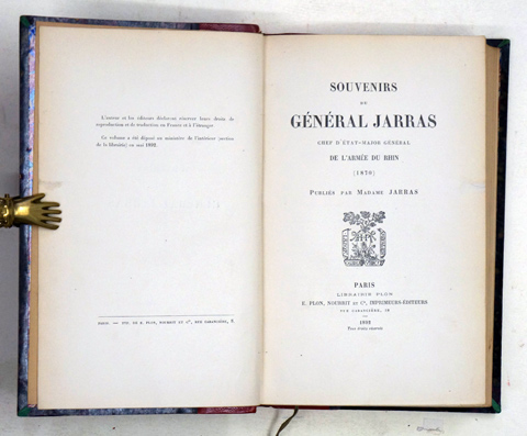 Souvenirs du Général Jarras, Chef d'Etat-Major Général de l'Armée du Rhin (1870).