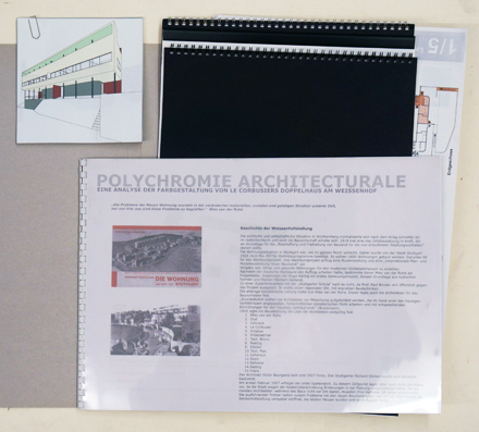 Architektur & Farbe - Farbanalyse am Doppelwohnhaus Le Corbusier , Perre Jeanneret Weissenhofsiedlung Stutgart.
