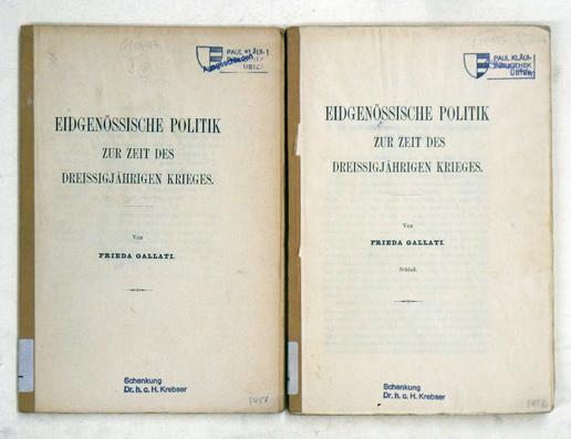 Eidgenössische Politik zur Zeit des Dreissigjährigen Krieges. ( 2 Teile, compl.)