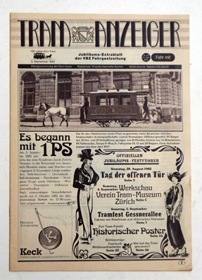 Tram Anzeiger. Jubiläums-Extrablatt der VBZ Fahrgastzeitung. Nr. 24, 10 Jg.