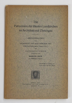 Die Patrozinien der ältesten Landkirchen im Archidiakonat Zürichgau