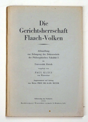 Die Gerichtsherrschaft Flaach-Volken