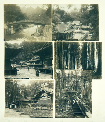 Shinto-Tempel in Nikko - 6 Albumin (?)-Abzüge a. stärkerem Papier.